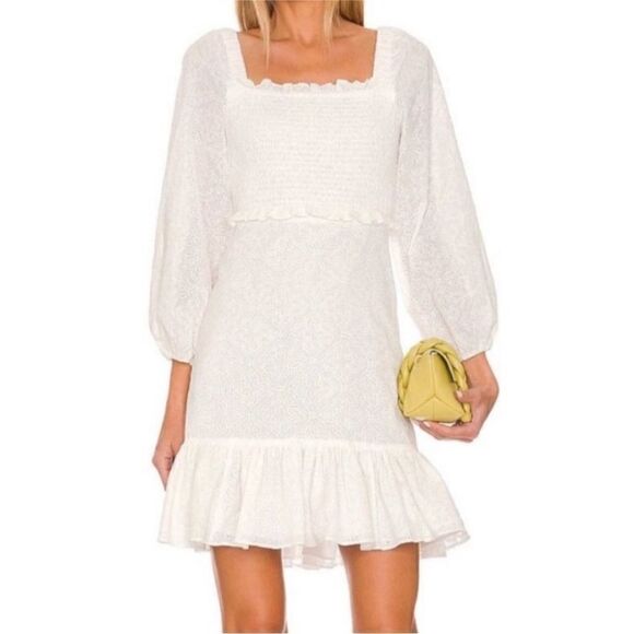 NWT Veronica Beard Denise Smocked
Bodice Peplum PuffSleeve Mini Dress-S6 - Picture 1 of 8